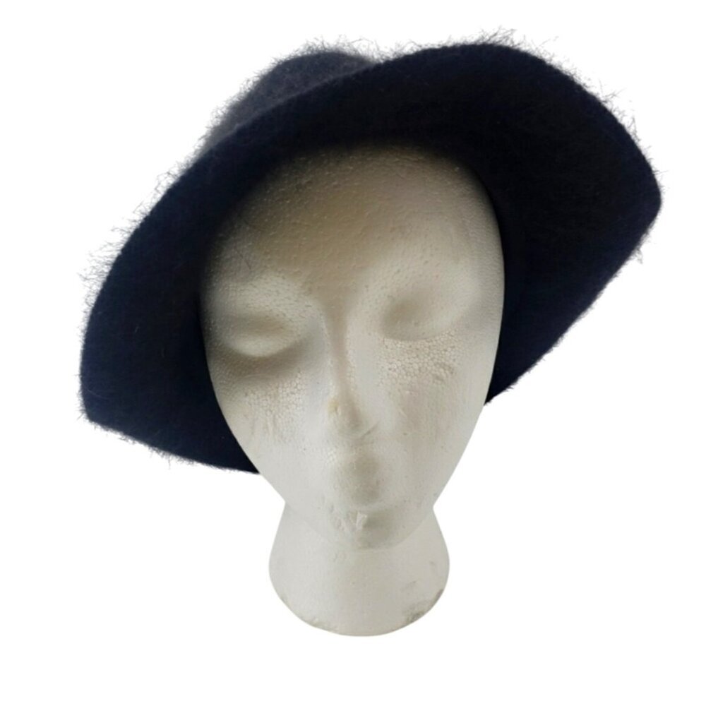 Vintage Black Rabbit hair Wool Fluffy Bucket Hat